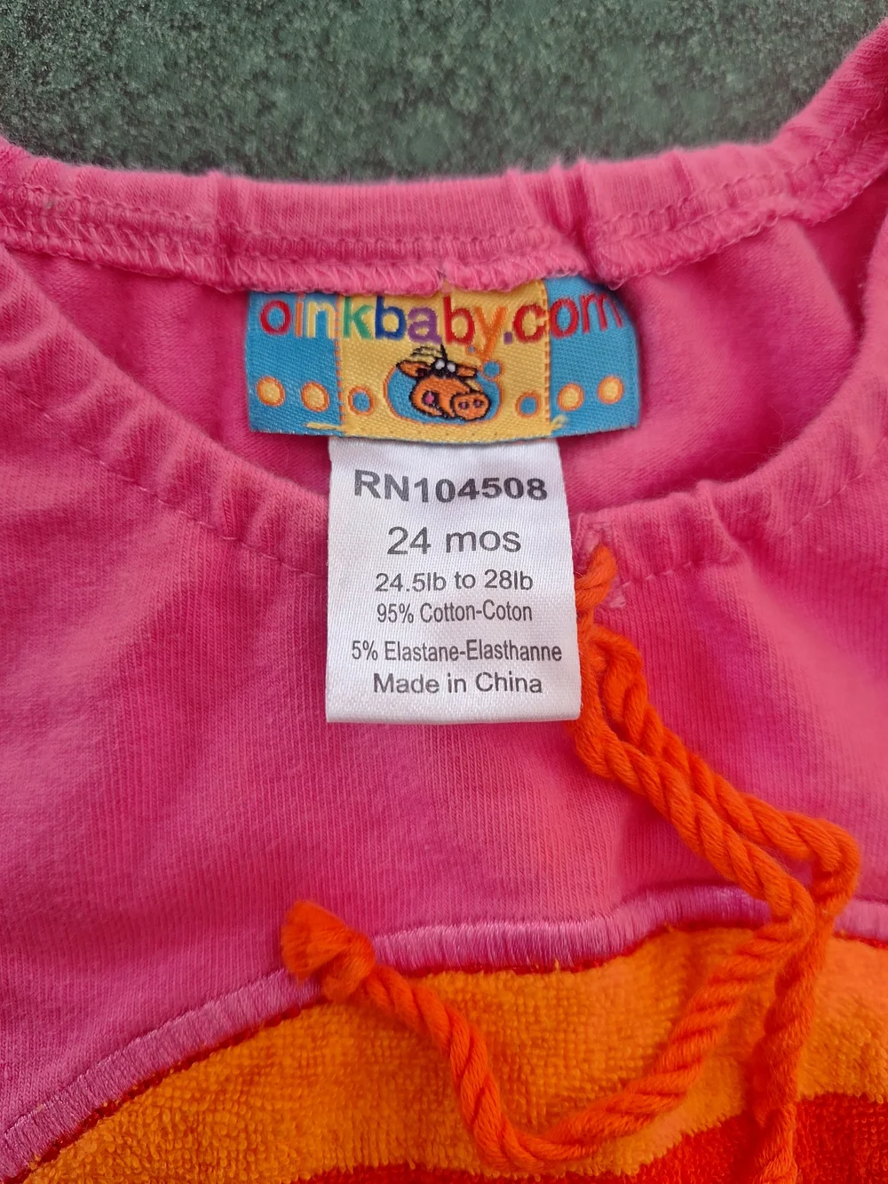 Pink Kids One-Piece Bodysuit with Striped Smiley Face